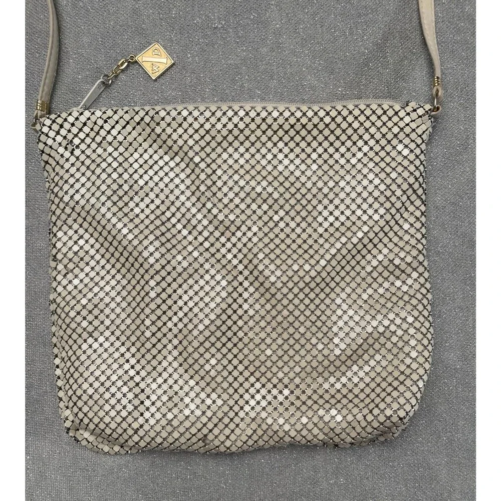 Vintage 80s Whiting & Davis Bisque Mesh Purse 1980s Retro Disco Ivory Cream Bag